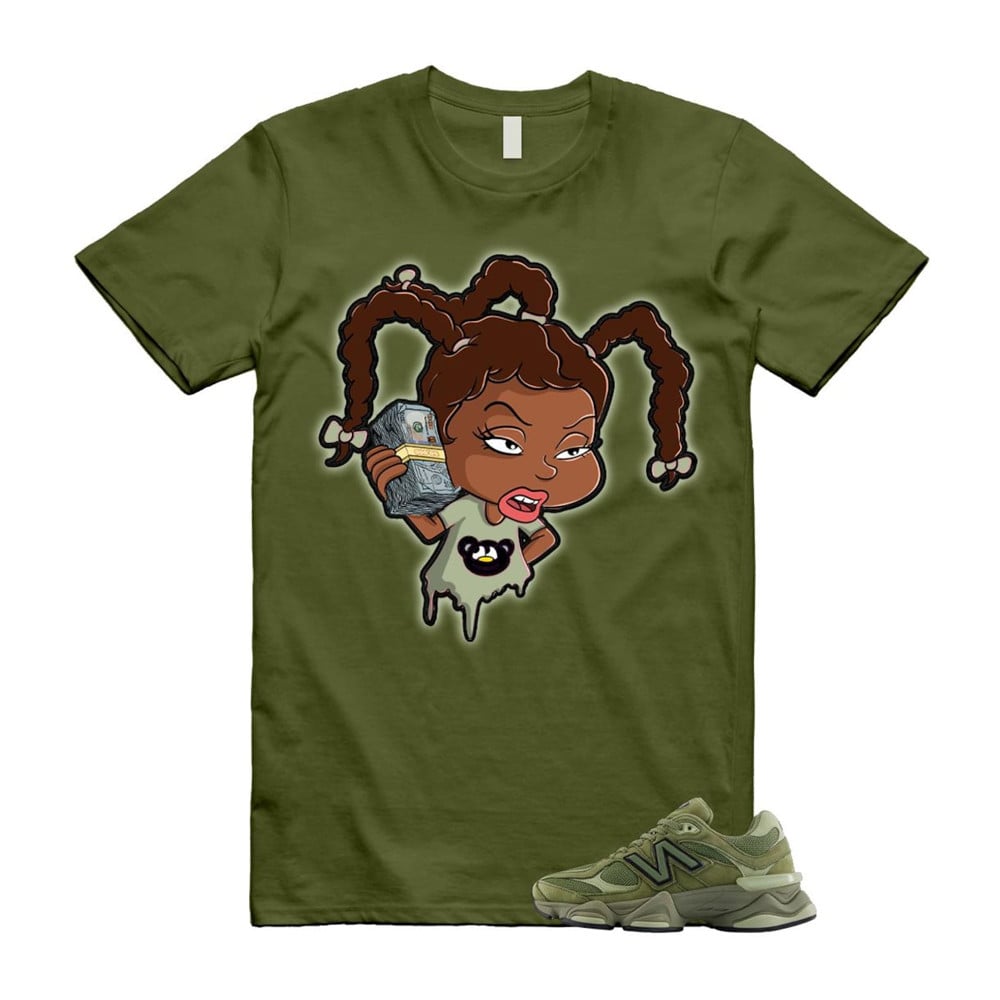 SUSIE Shirt To Match 9060 Dark Olivine Green Olive T-Shirt, Sneaker Match Tees