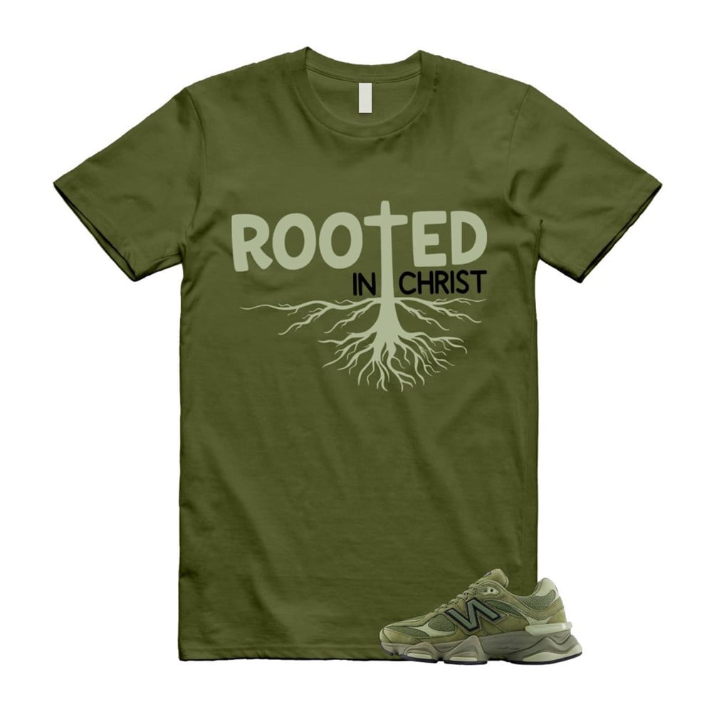 ROOTED Shirt To Match 9060 Dark Olivine Green Olive T-Shirt, Sneaker Match Tees