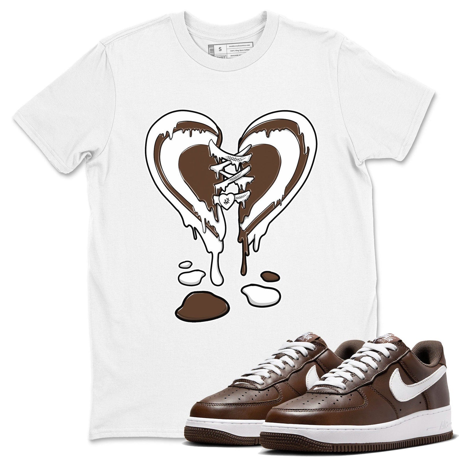 Melting Heart Sneaker Tee - Casual Unisex Cotton Sneaker T-Shirt To Match Air Force 1 Chocolate T-Shirt, Sneaker Match Tee