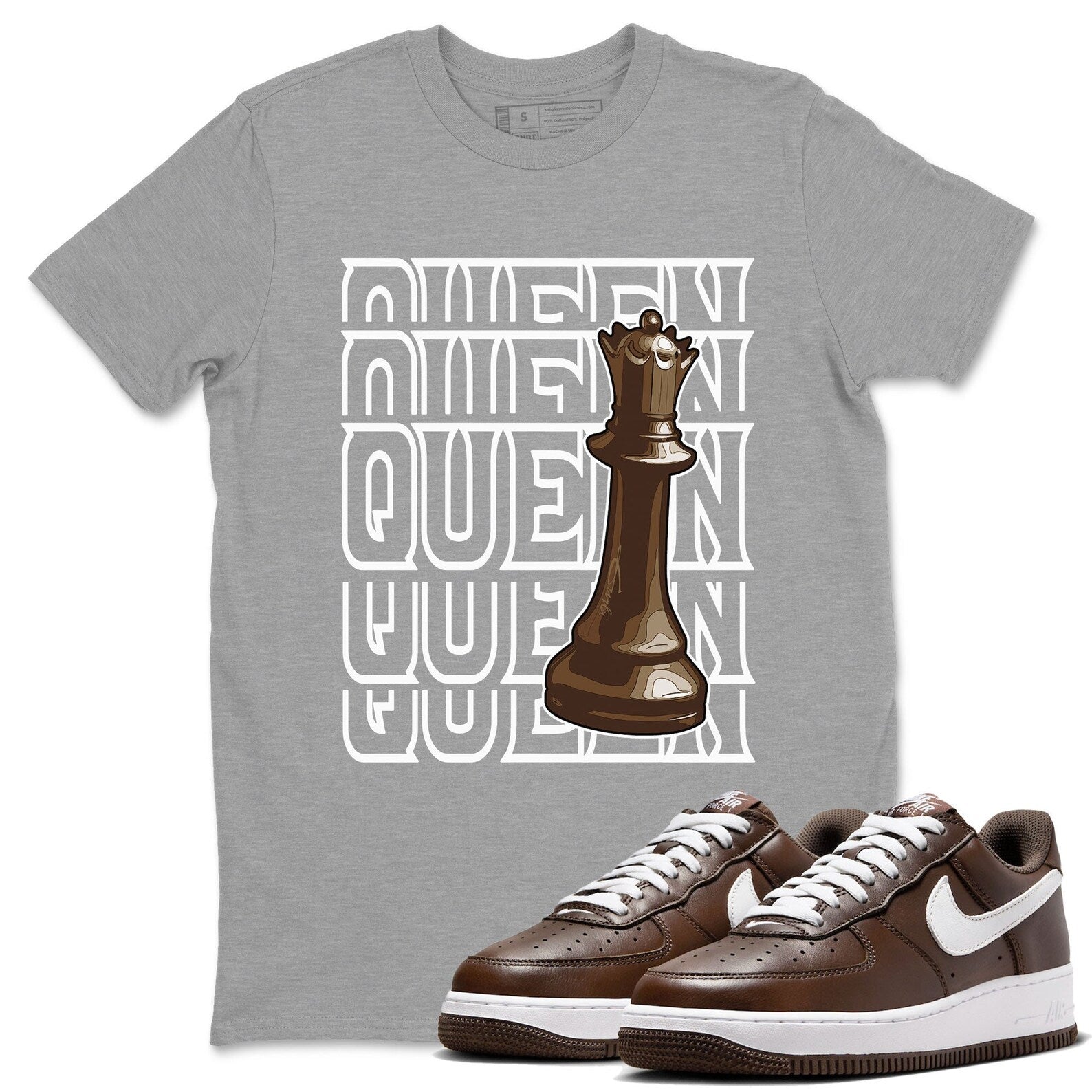 Queen Sneaker Tee - Casual Unisex Cotton Sneaker T-Shirt To Match Air Force 1 Chocolate T-Shirt, Sneaker Match Tee