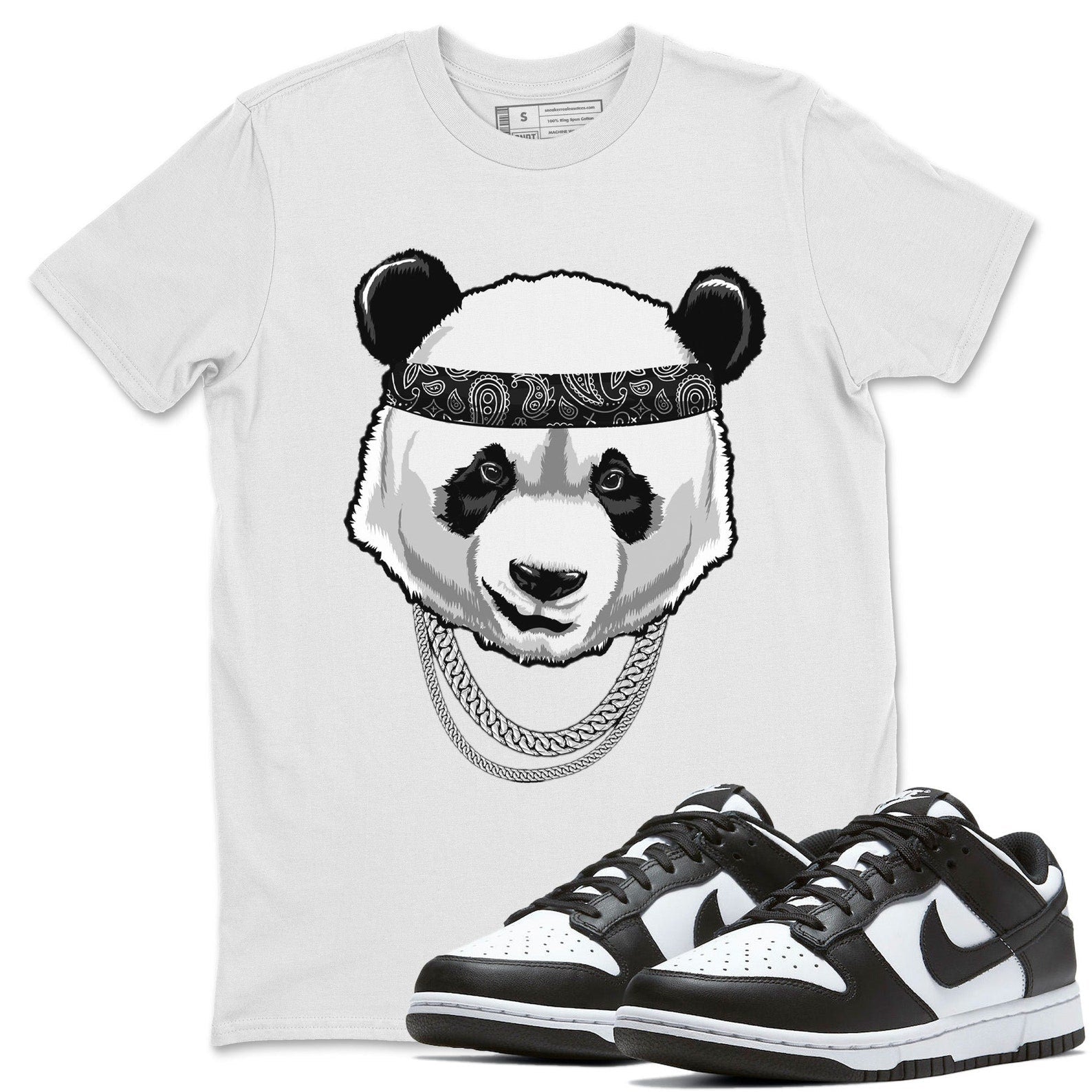 Gangster Panda Unisex Crew Neck T-Shirt - Sneaker Shirt To Match Dunks Panda Black White T-Shirt, Sneaker Match Tee