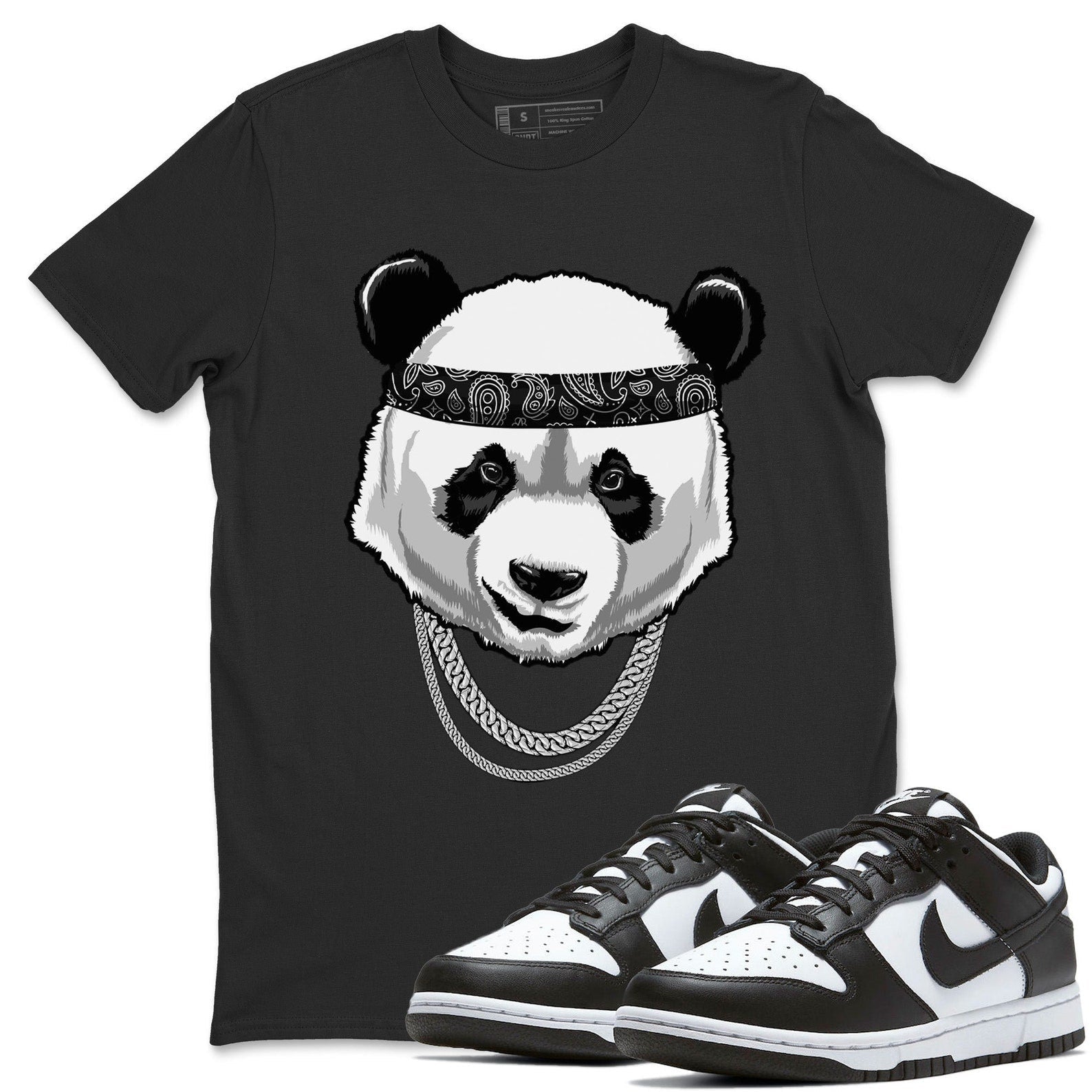 Gangster Panda Unisex Crew Neck T-Shirt - Sneaker Shirt To Match Dunks Panda Black White T-Shirt, Sneaker Match Tee