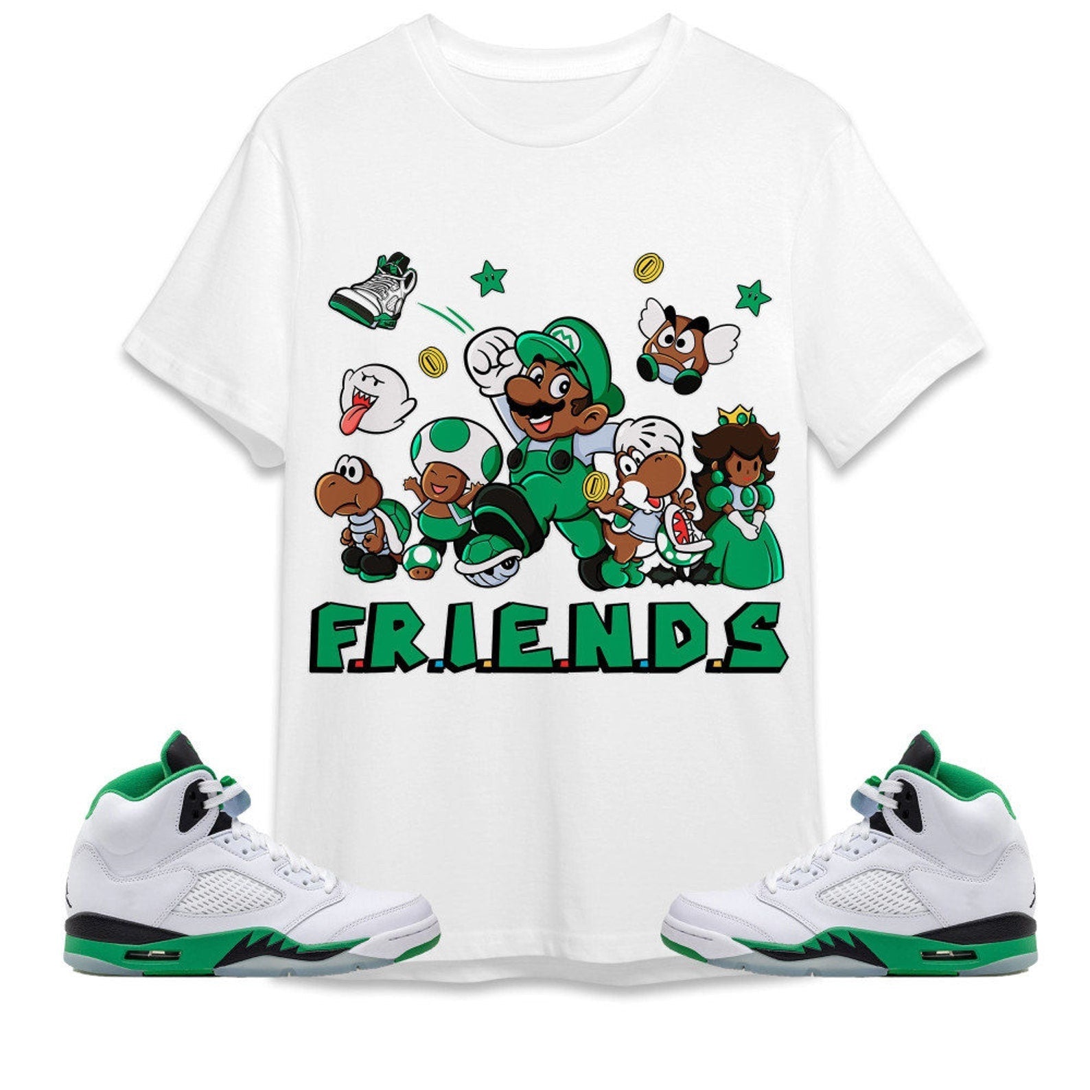 Super Friends Unisex Tees Jordan 5 Lucky Green to match sneaker, Outfit Back to School Jordan Hooodie T-Shirt, Sneaker Match Tee