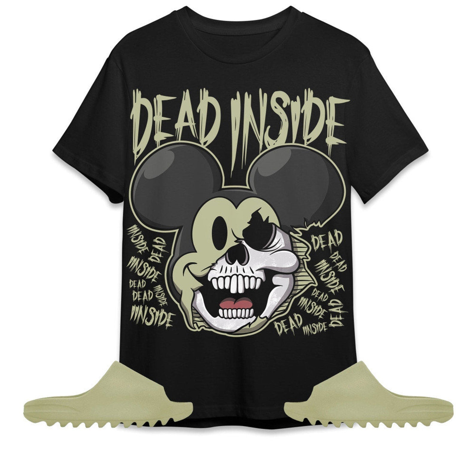 Mickey Horror Unisex Tees Yeezy Slide Resin to match Sneaker, streetwear cartoon 90s Tees Outfit back to school graphic Tees T-Shirt, Sneaker Match Tee