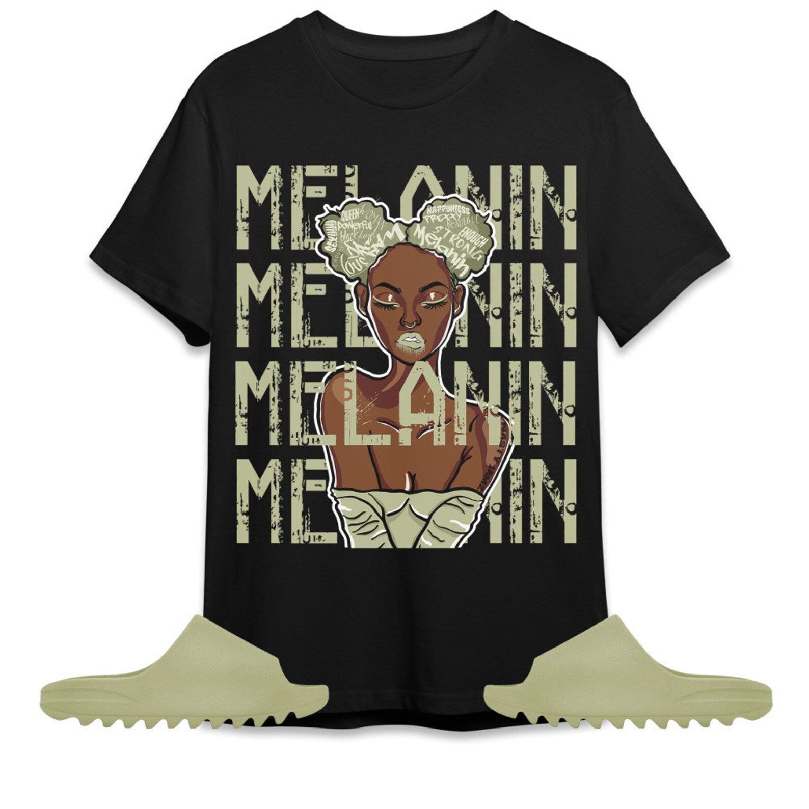 Yeezy Slide Resin Unisex Shirt, Melanin Girl, Shirt To Match Sneaker T-Shirt, Sneaker Match Tee