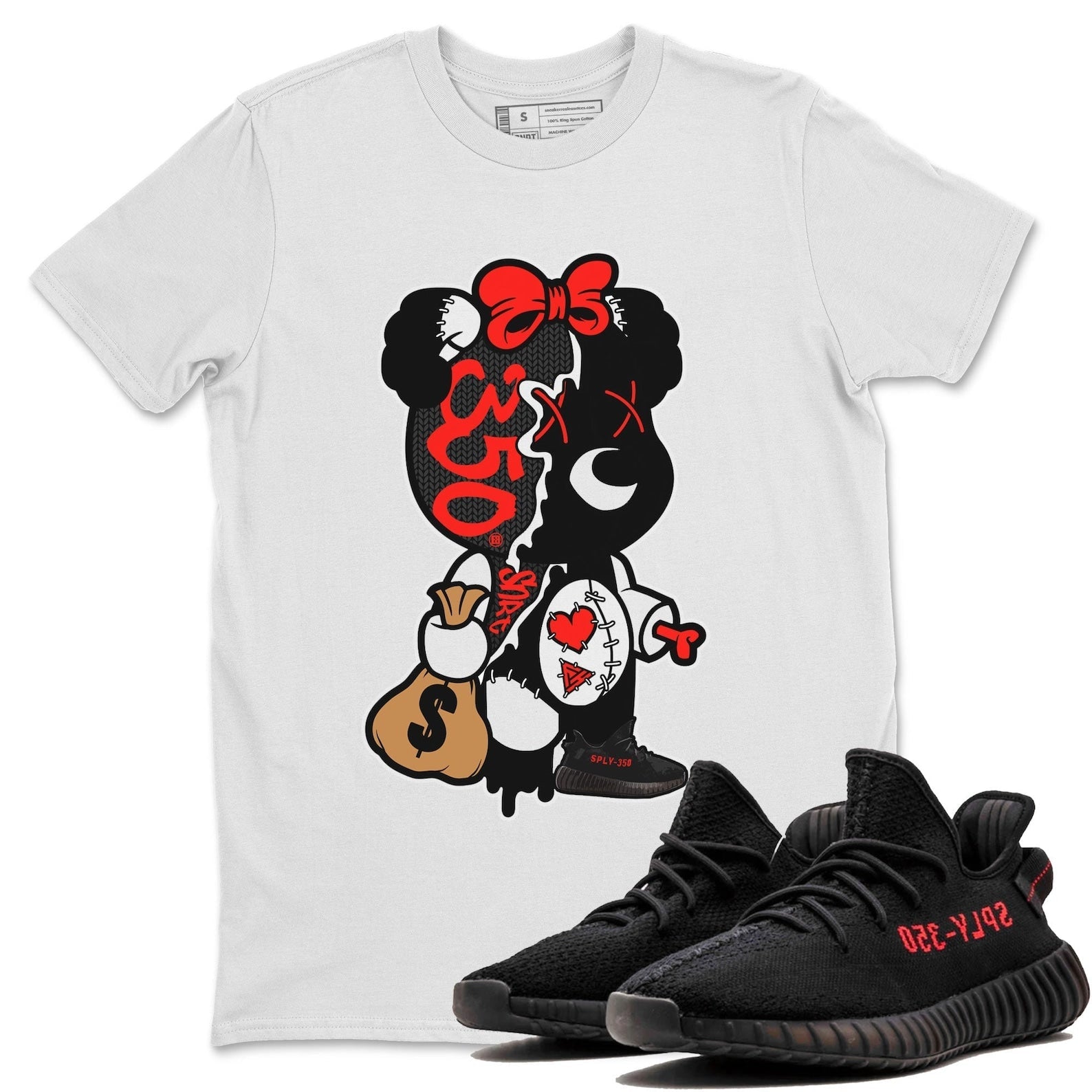 Stitched Hustle Bear Unisex Crew Neck Sneaker Matching Tee Shirt To Match Yeezys 350 Bred T-Shirt, Sneaker Match Tee