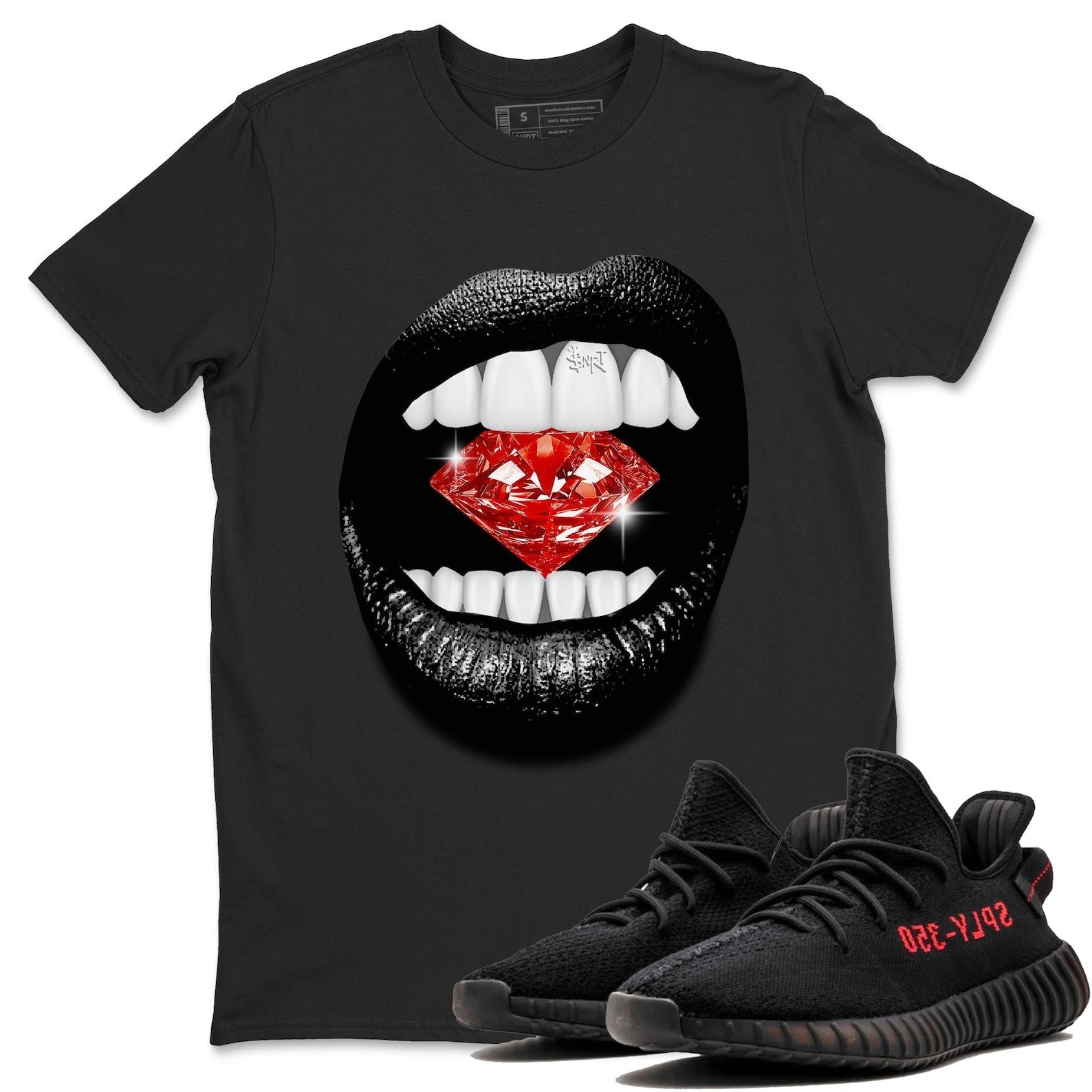 Lips Diamond Unisex Crew Neck Sneaker Matching Tee Shirt To Match Yeezys 350 Bred T-Shirt, Sneaker Match Tee