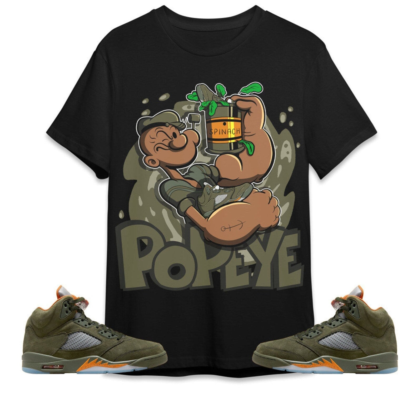 The Sailor Man Sneaker Unisex Tees Jordan 5 Olive to match Sneaker, Outfit back to school graphic tees T-Shirt, Sneaker Match Tee