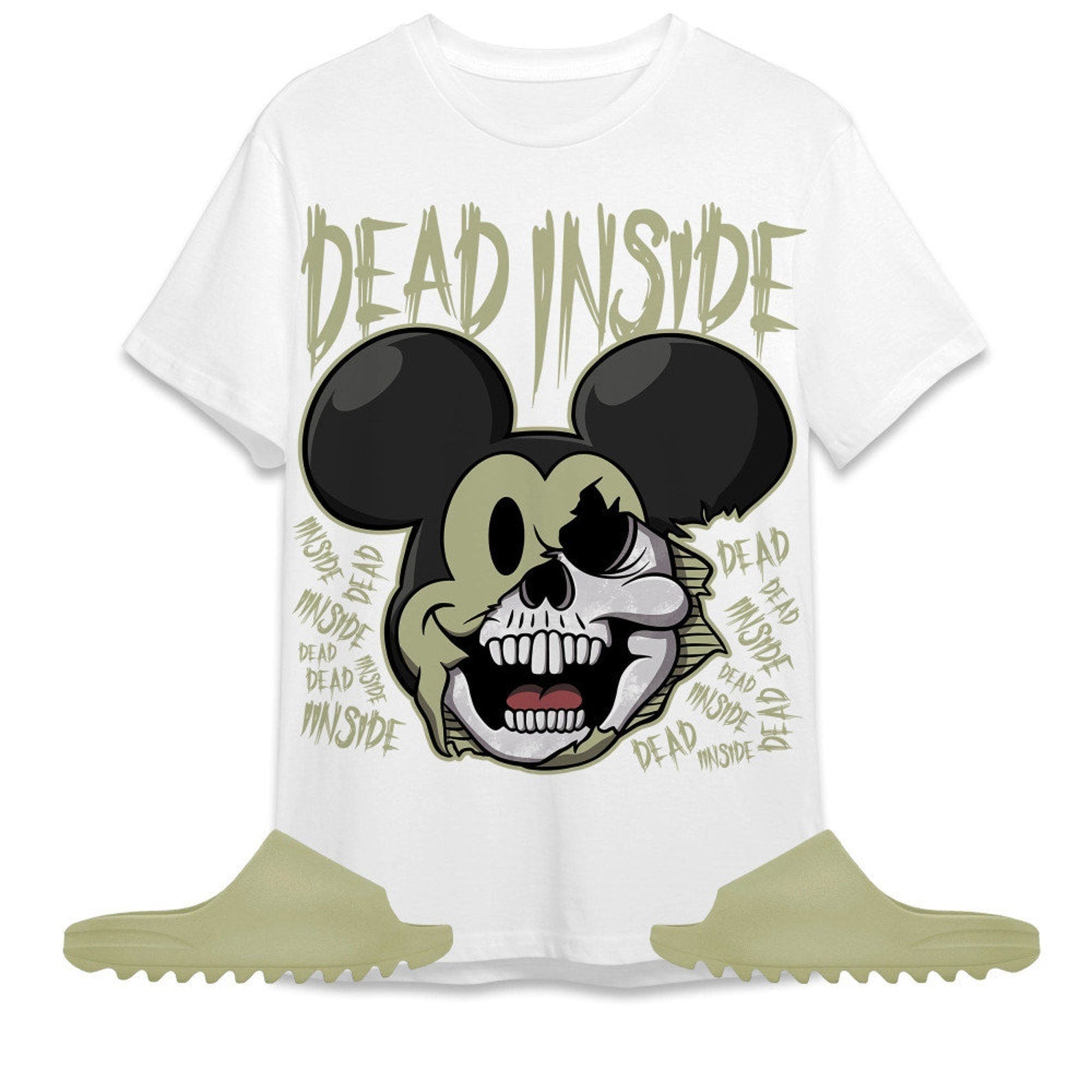 Mickey Horror Unisex Tees Yeezy Slide Resin to match Sneaker, streetwear cartoon 90s Tees Outfit back to school graphic Tees T-Shirt, Sneaker Match Tee