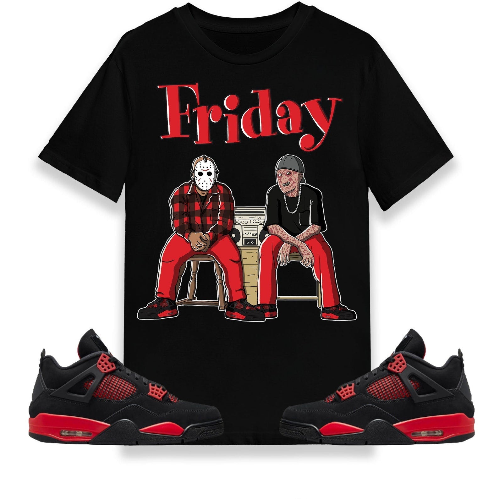 Friday Unisex Shirt Match Jordan 4 Retro Red Thunder T-Shirt, Sneaker Match Tee
