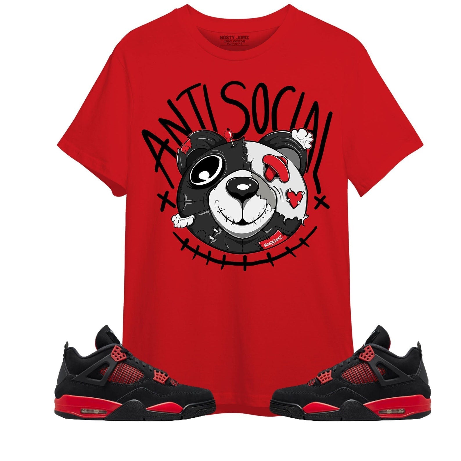 Atsc Head Ber Unisex Color Shirt Match Jordan 4 Retro Red Thunder T-Shirt, Sneaker Match Tee