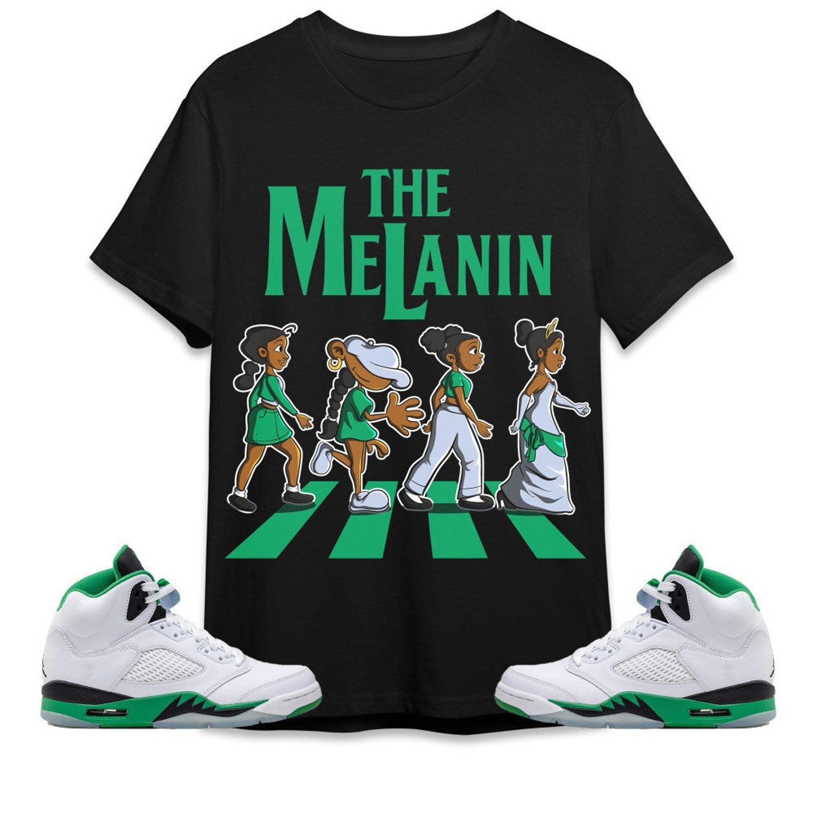 The Melanin Unisex Tees Jordan 5 Lucky Green to match Sneaker, Outfit Back to school T-Shirt, Sneaker Match Tee