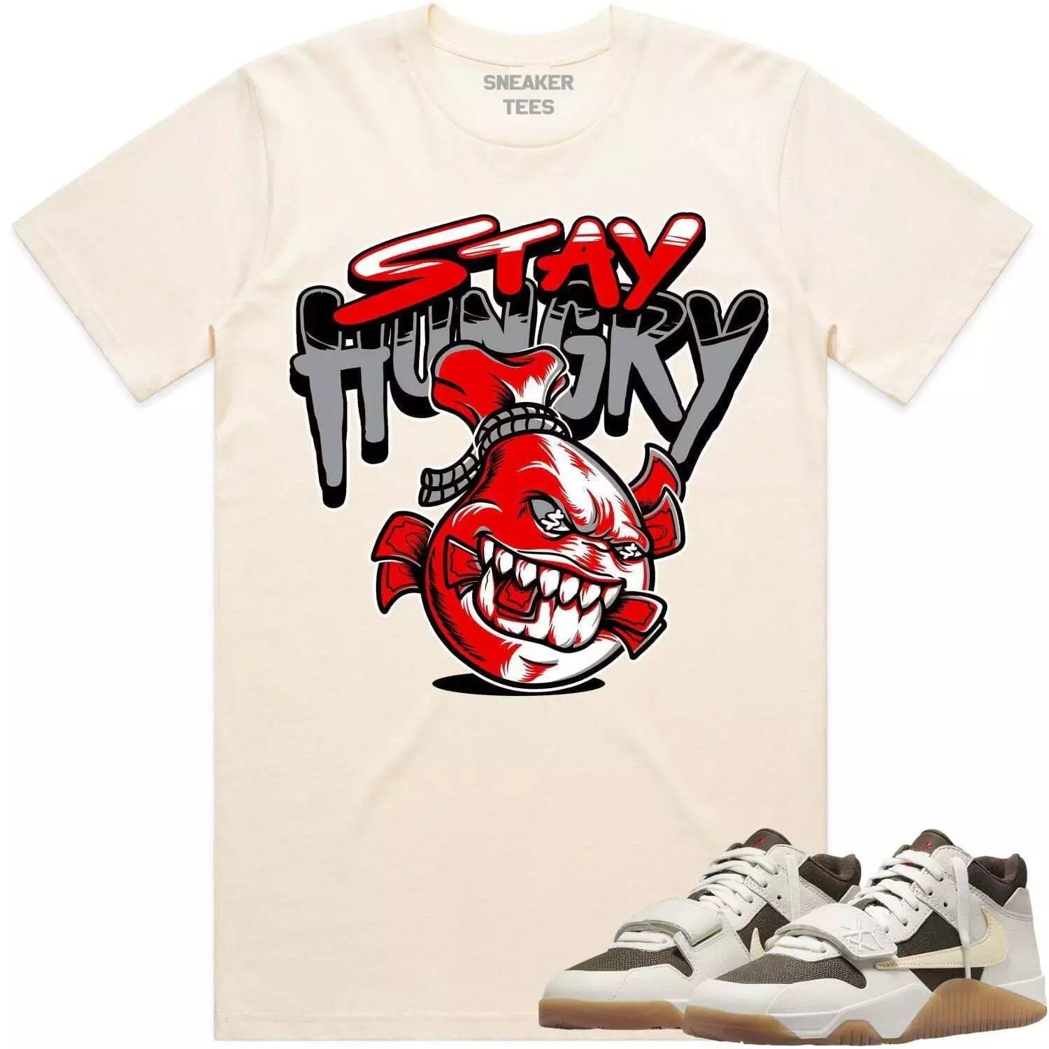 Street Ball Sneaker Shirt Made To Match Dunks High White Picante Red T-Shirt, Sneaker Match Tee