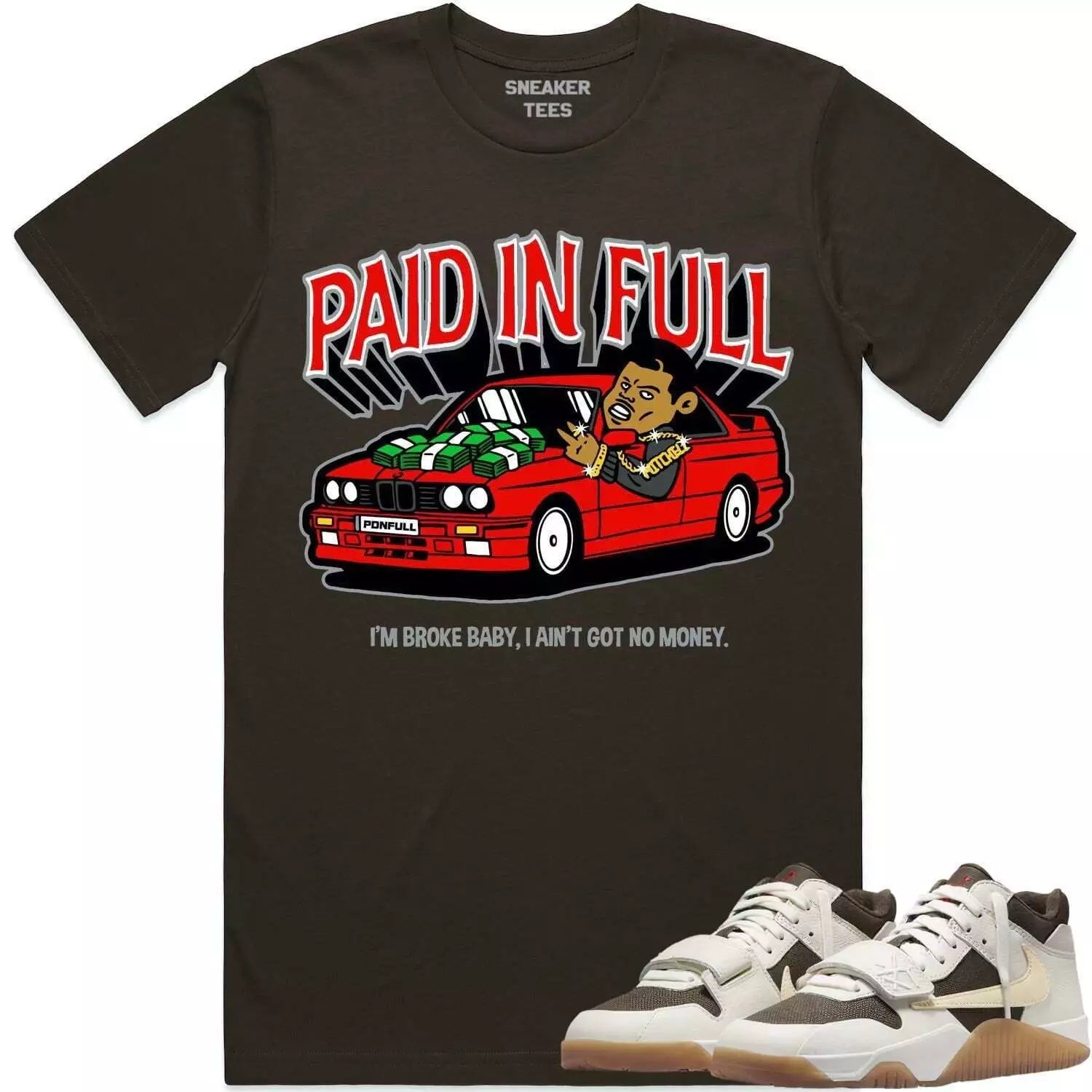 Voodoo Doll Sneaker Shirt Made To Match Dunks High White Picante Red T-Shirt, Sneaker Match Tee
