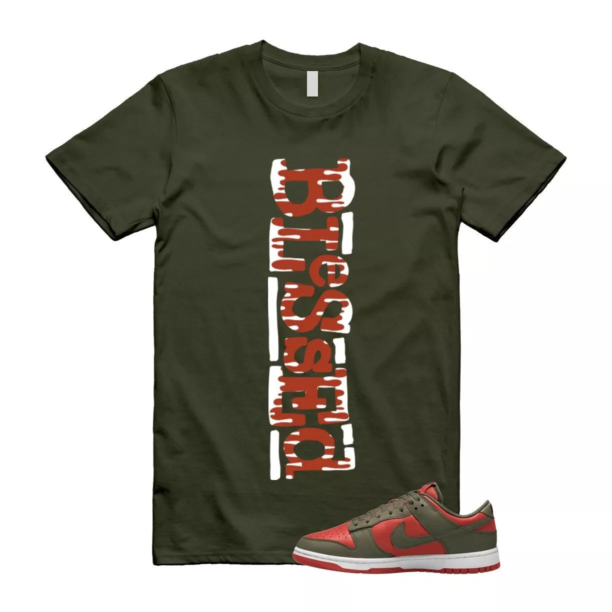 Dunk Mystic Red Cargo Khaki White Low T Shirt Match B2 T-Shirt, Sneaker Match Tee