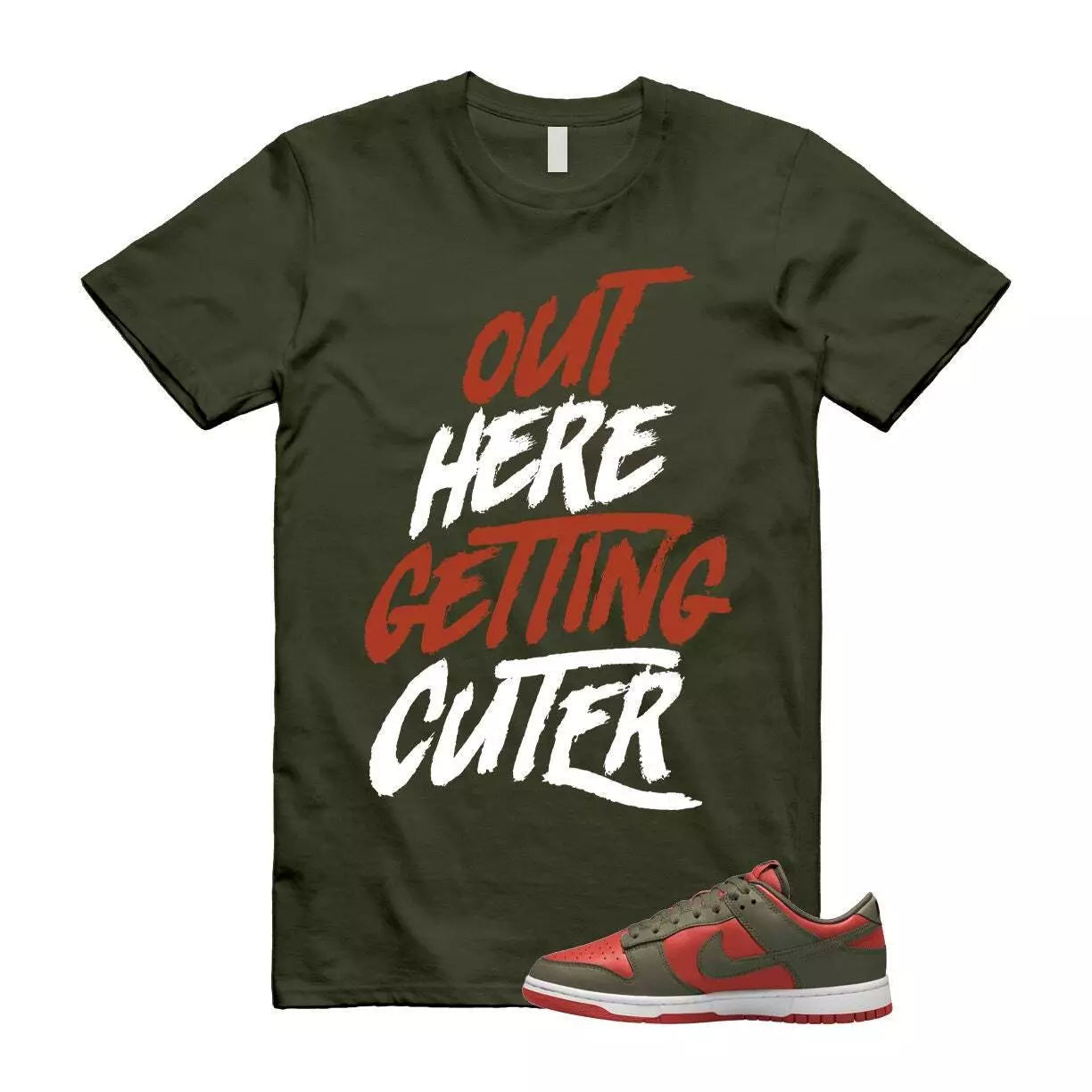 Dunk Mystic Red Cargo Khaki White Low T Shirt Match CUTER T-Shirt, Sneaker Match Tee