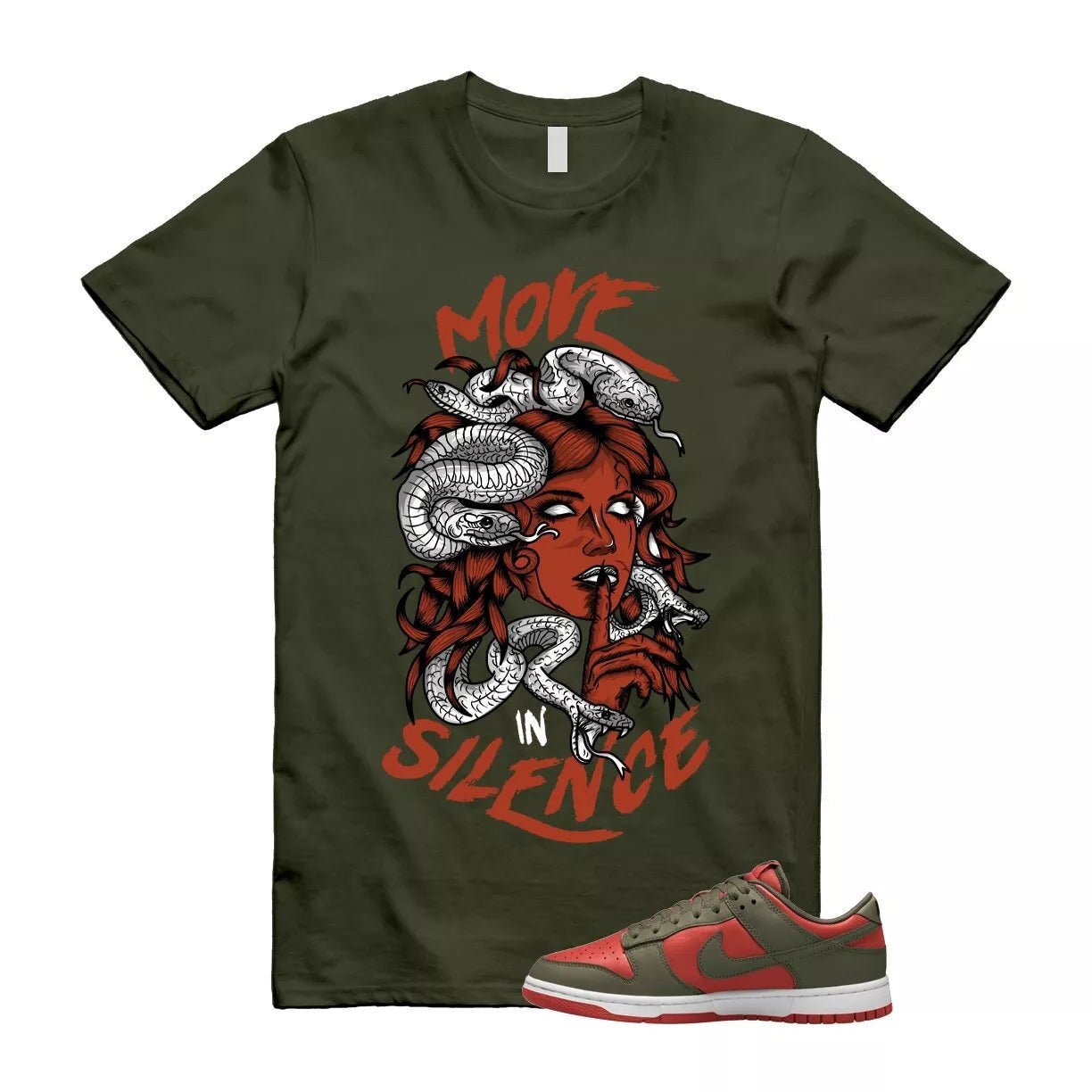 Dunk Mystic Red Cargo Khaki White Low T Shirt Match MIS T-Shirt, Sneaker Match Tee