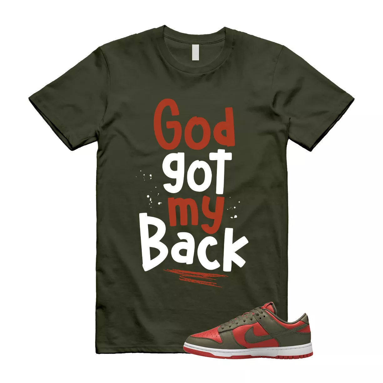 Dunk Mystic Red Cargo Khaki White Low T Shirt Match GOD T-Shirt, Sneaker Match Tee