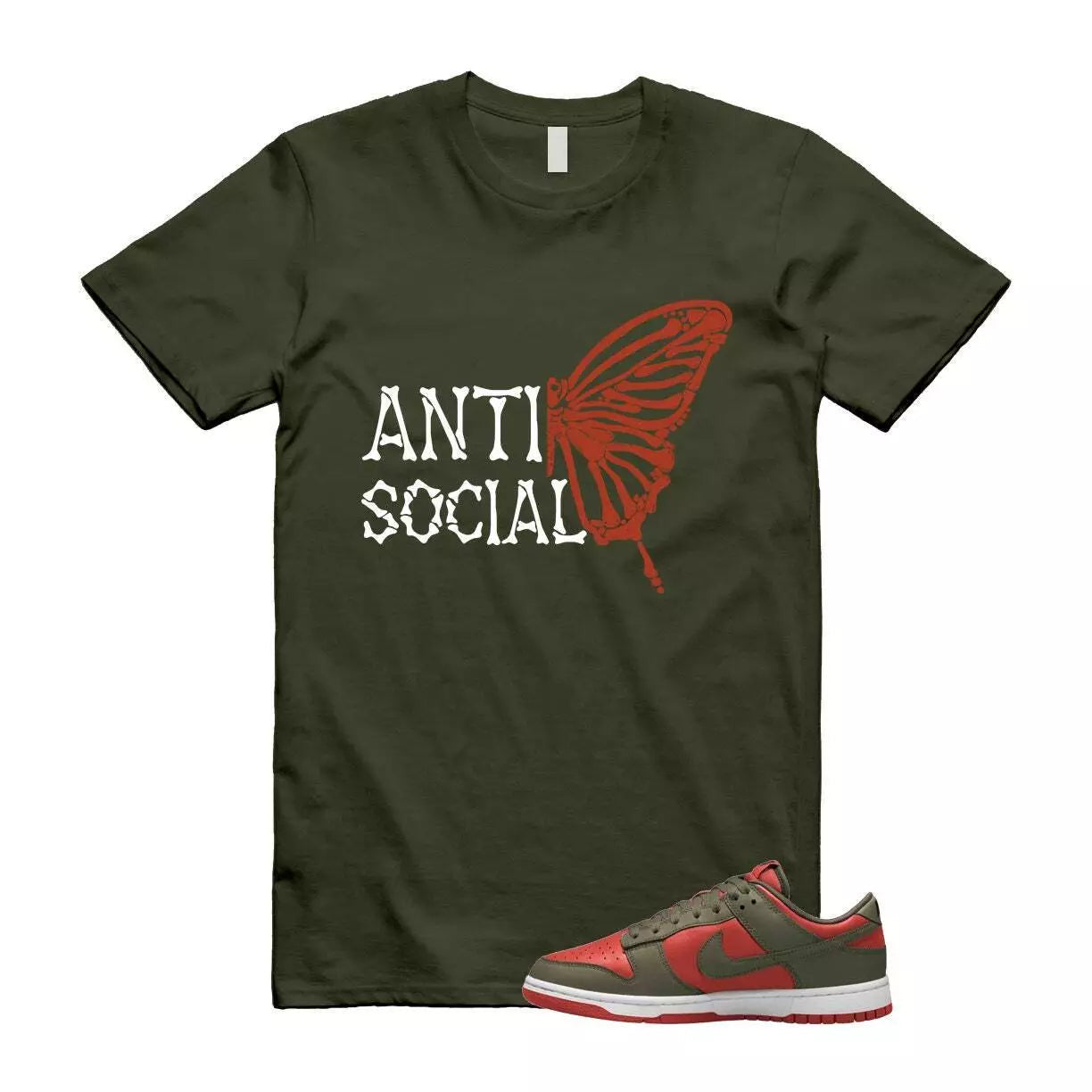 Dunk Mystic Red Cargo Khaki White Low T Shirt Match ASB T-Shirt, Sneaker Match Tee