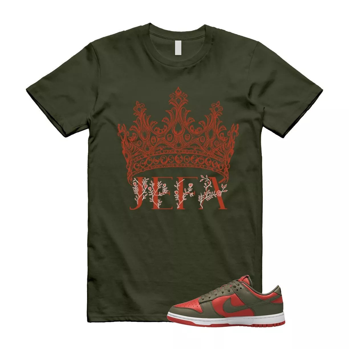 Dunk Mystic Red Cargo Khaki White Low T Shirt Match JEFA T-Shirt, Sneaker Match Tee