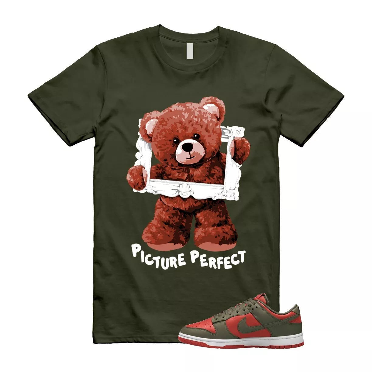 Dunk Mystic Red Cargo Khaki White Low T Shirt Match PIC T-Shirt, Sneaker Match Tee