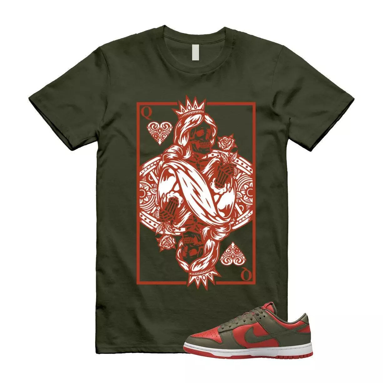 Dunk Mystic Red Cargo Khaki White Low T Shirt Match QC T-Shirt, Sneaker Match Tee