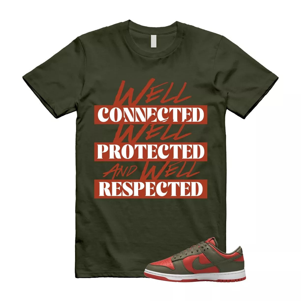 Dunk Mystic Red Cargo Khaki White Low T Shirt Match WELL T-Shirt, Sneaker Match Tee