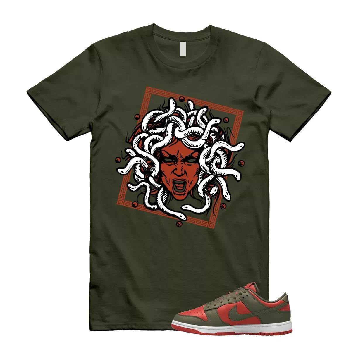 Dunk Mystic Red Cargo Khaki White Low T Shirt Match SHM T-Shirt, Sneaker Match Tee