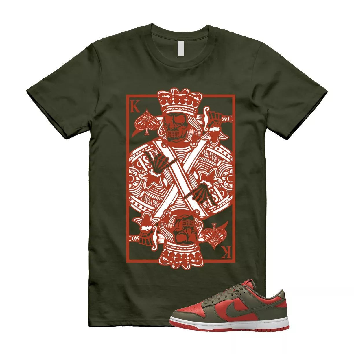 Dunk Mystic Red Cargo Khaki White Low T Shirt Match KC T-Shirt, Sneaker Match Tee