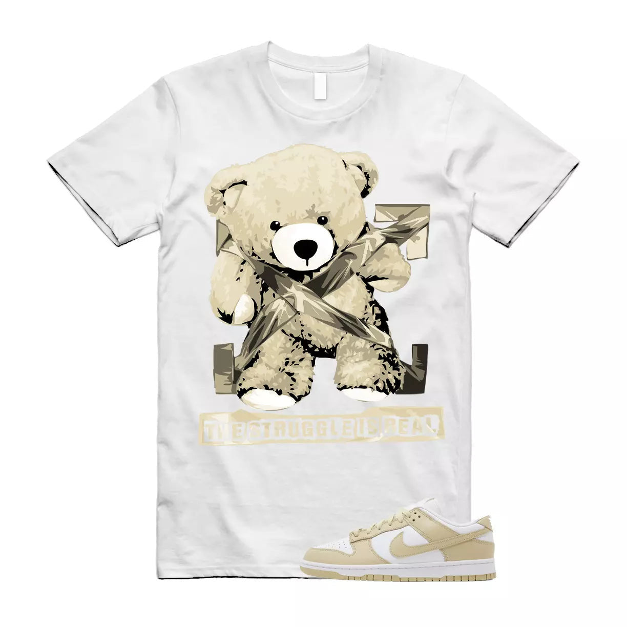 The Struggle is Real T-Shirt to match Dunk Low Team Gold White Wolf Grey T-Shirt, Sneaker Match Tee