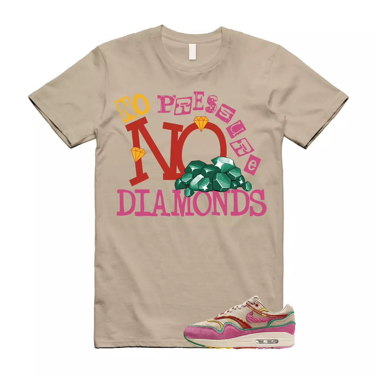 Air Max Familia 1 Hemp Pinksicle Sanddrift T Shirt Match DIAMOND T-Shirt, Sneaker Match Tee