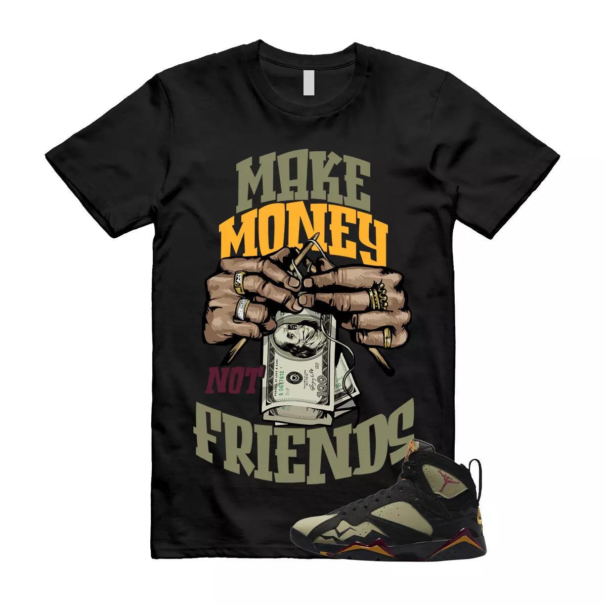 MM T Shirt to match Air Jordan 7 Olive Black Cherrywood Red Chutney OG Bordeaux T-Shirt, Sneaker Match Tee