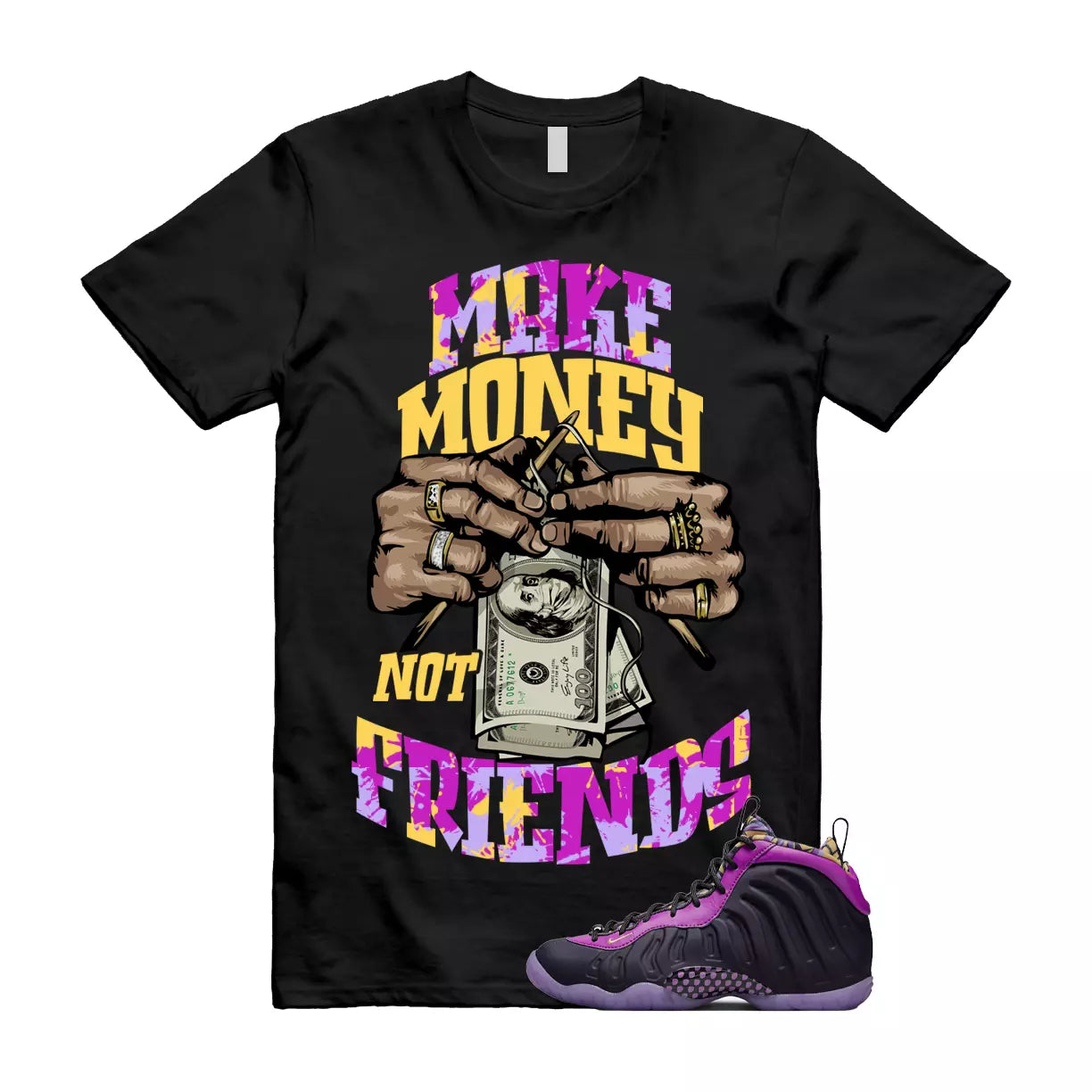 MM Shirt to match Little Posite One Cave Purple Saturn Gold Vivid Black Foam T-Shirt, Sneaker Match Tee