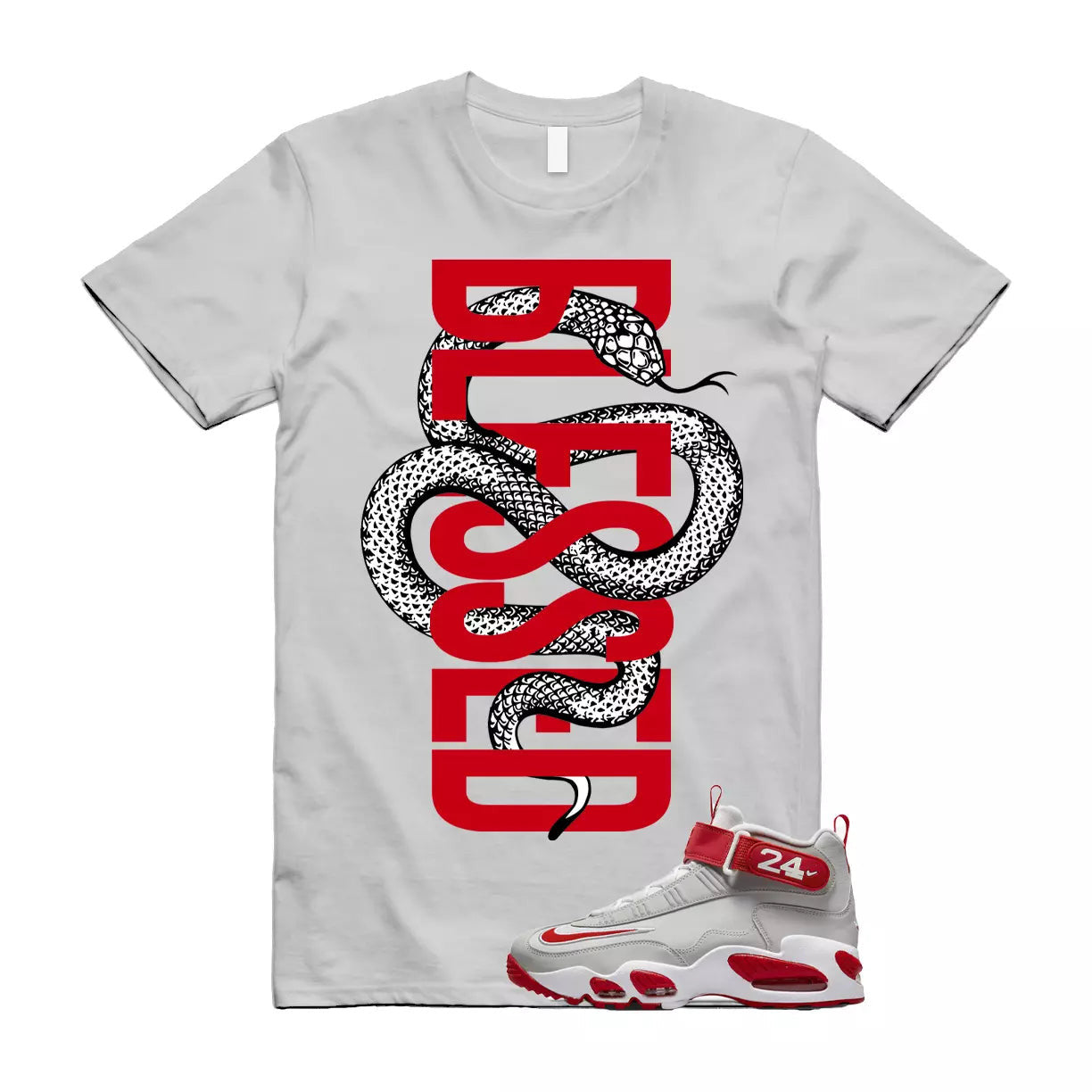 SNAKE Shirt to match N Air Griffey Max1 Cincinnati Reds Pure Platinum University T-Shirt, Sneaker Match Tee