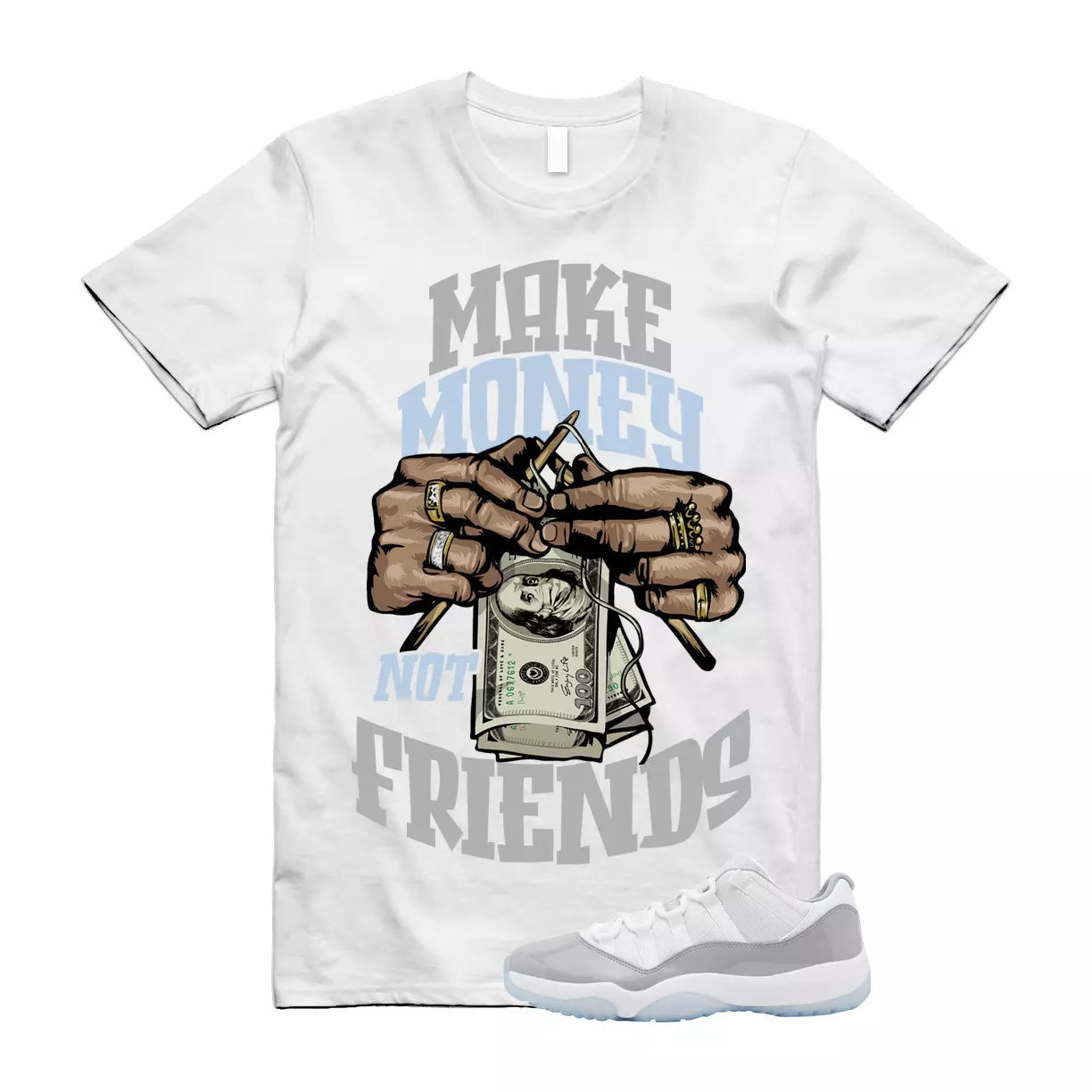 MM T Shirt to match Air Jordan 11 Low Cement Grey University Blue White Cool T-Shirt, Sneaker Match Tee