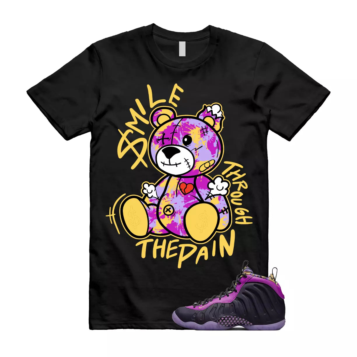 SM2 T Shirt to match Little Posite One Cave Purple Saturn Gold Vivid Black Foam T-Shirt, Sneaker Match Tee