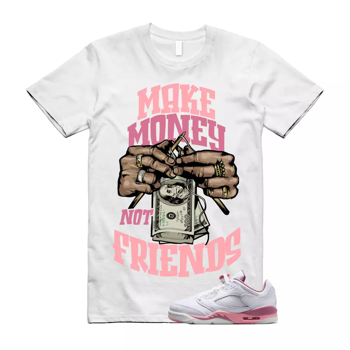 MM T Shirt to match Air Jordan 5 Low GS Desert Berry White Coral Chalk Black T-Shirt, Sneaker Match Tee