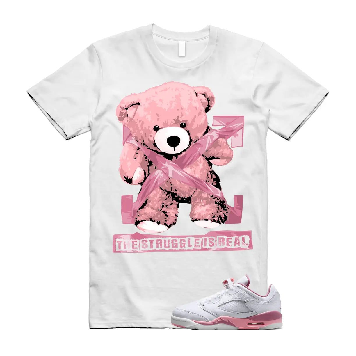 The Struggle is Real T-Shirt to match Air Jordan 5 Low GS Desert Berry White Coral Chalk Black T-Shirt, Sneaker Match Tee