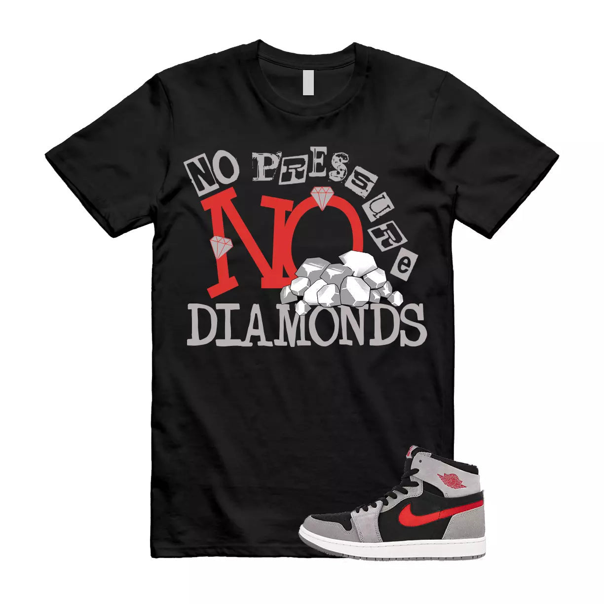 DIAMOND T Shirt to match Air Jordan 1 High Zoom Comfort 2 Fire Red Cement Grey T-Shirt, Sneaker Match Tee