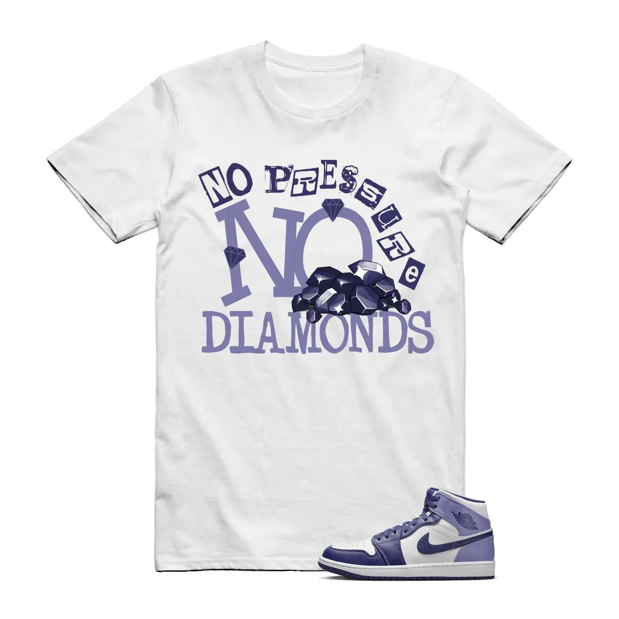 DIAMOND T Shirt to match Air Jordan 1 Mid Sky J Light Purple Blueberry White T-Shirt, Sneaker Match Tee