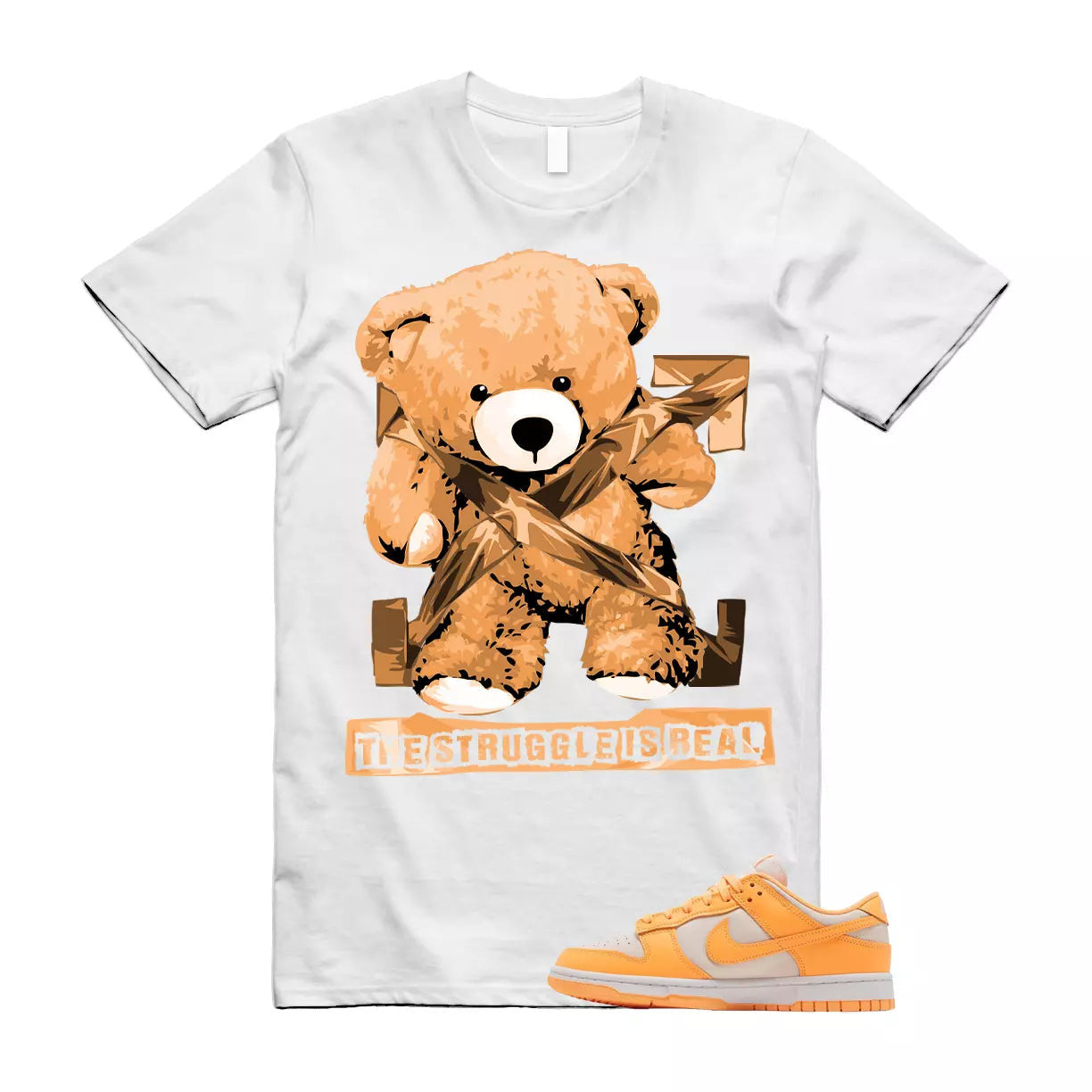 The Struggle is Real T-Shirt to match N Dunk Low Peach Cream WMNS White T-Shirt, Sneaker Match Tee