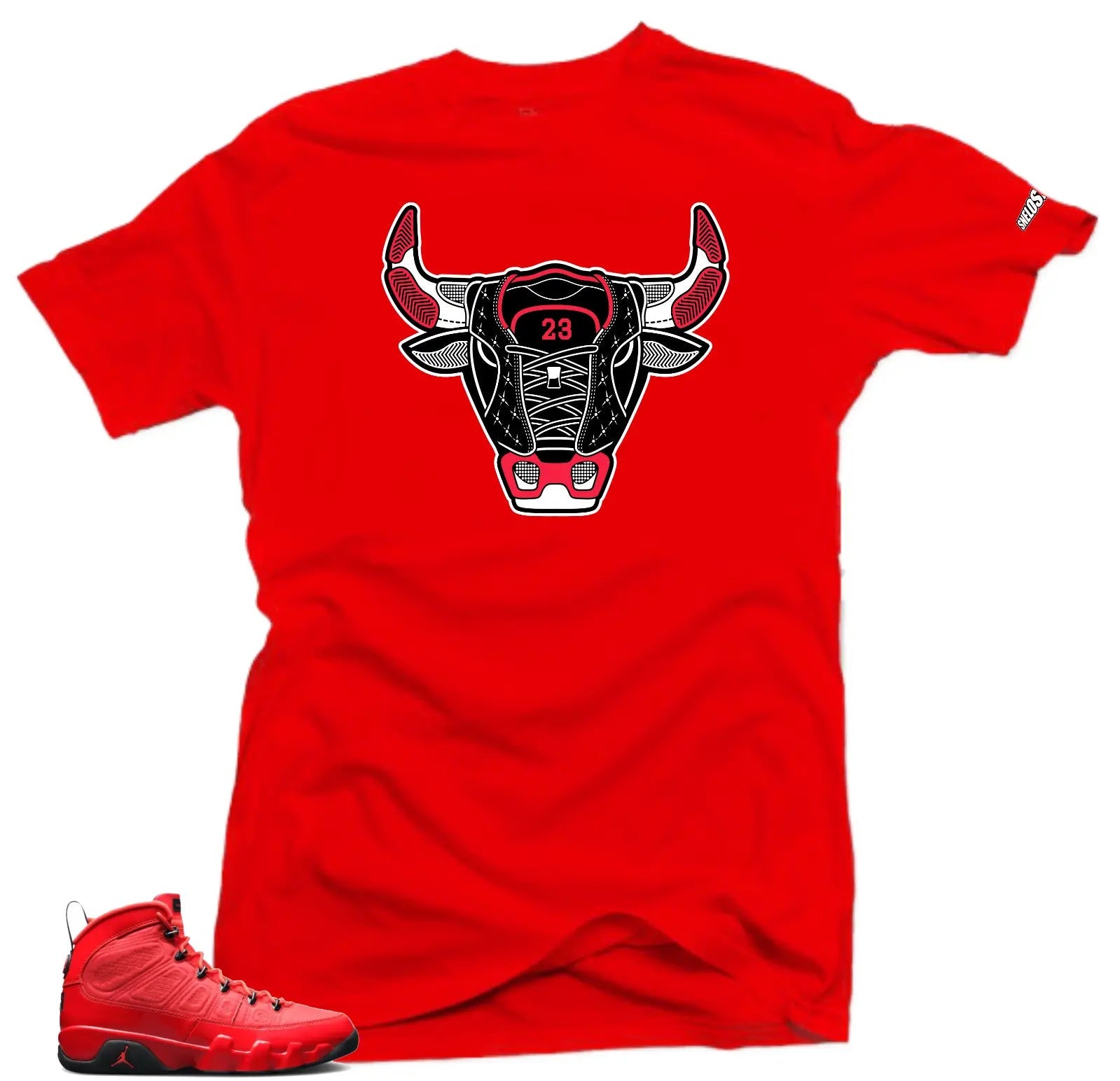 Shirt To Match Jordan 9 Chile Red Shoes - Bull 9 Sneaker Match Shirts T-Shirt, Sneaker Match Tee