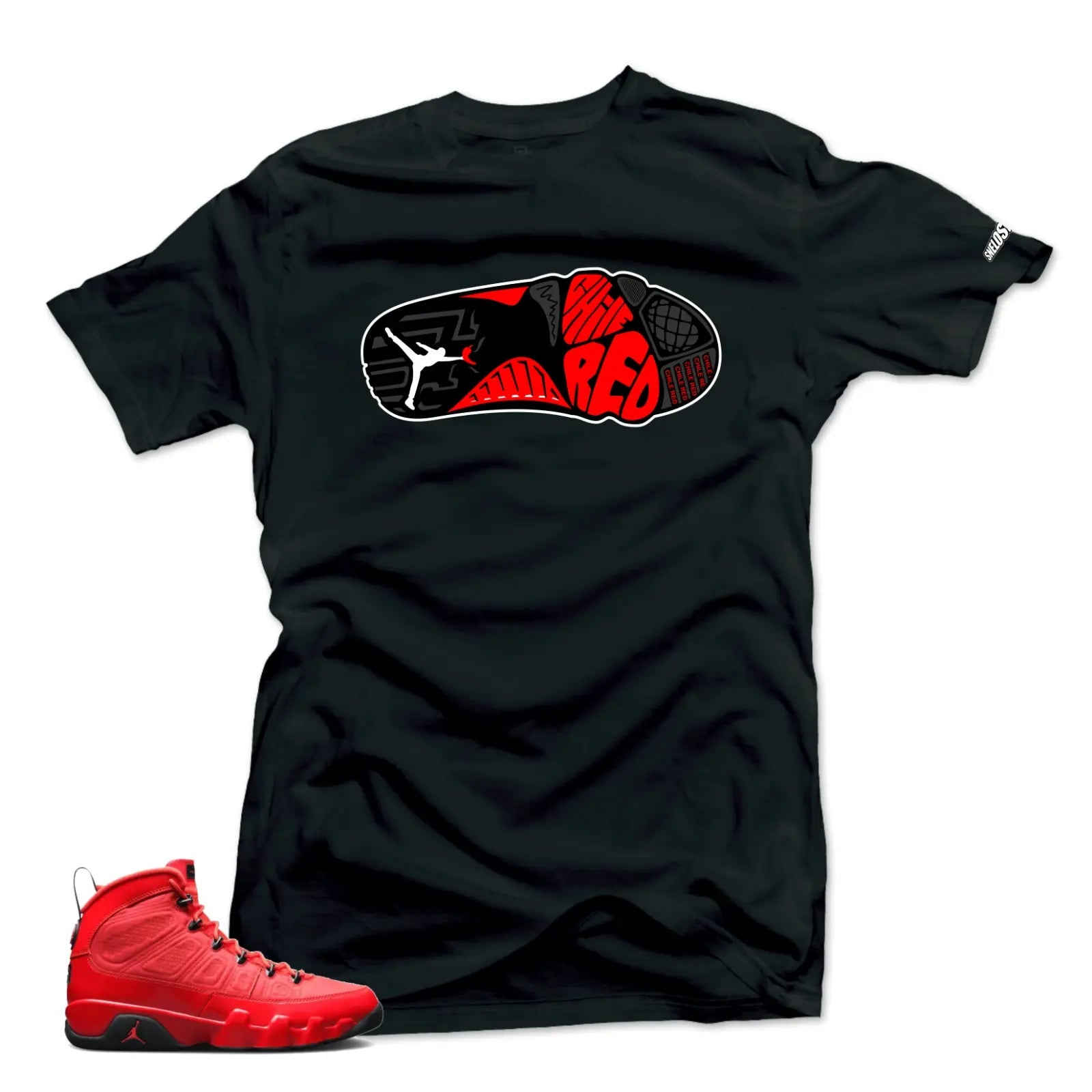 Shirt To Match Jordan 9 Chile Red Shoes-Chile Red Sole Tees T-Shirt, Sneaker Match Tee