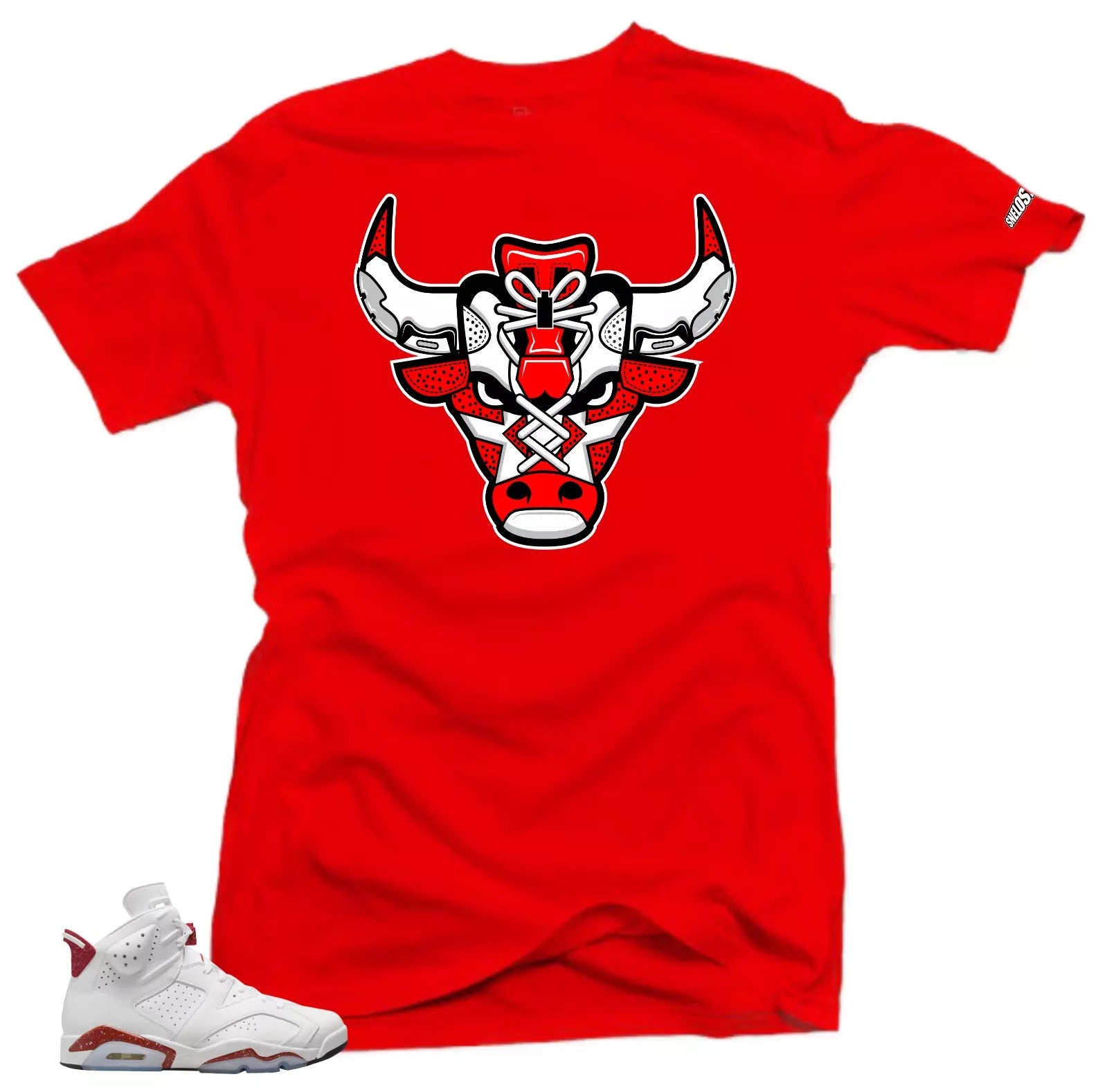 Shirt to Match Jordan 6 Red Oreo Sneakers - Bull Tees T-Shirt, Sneaker Match Tee