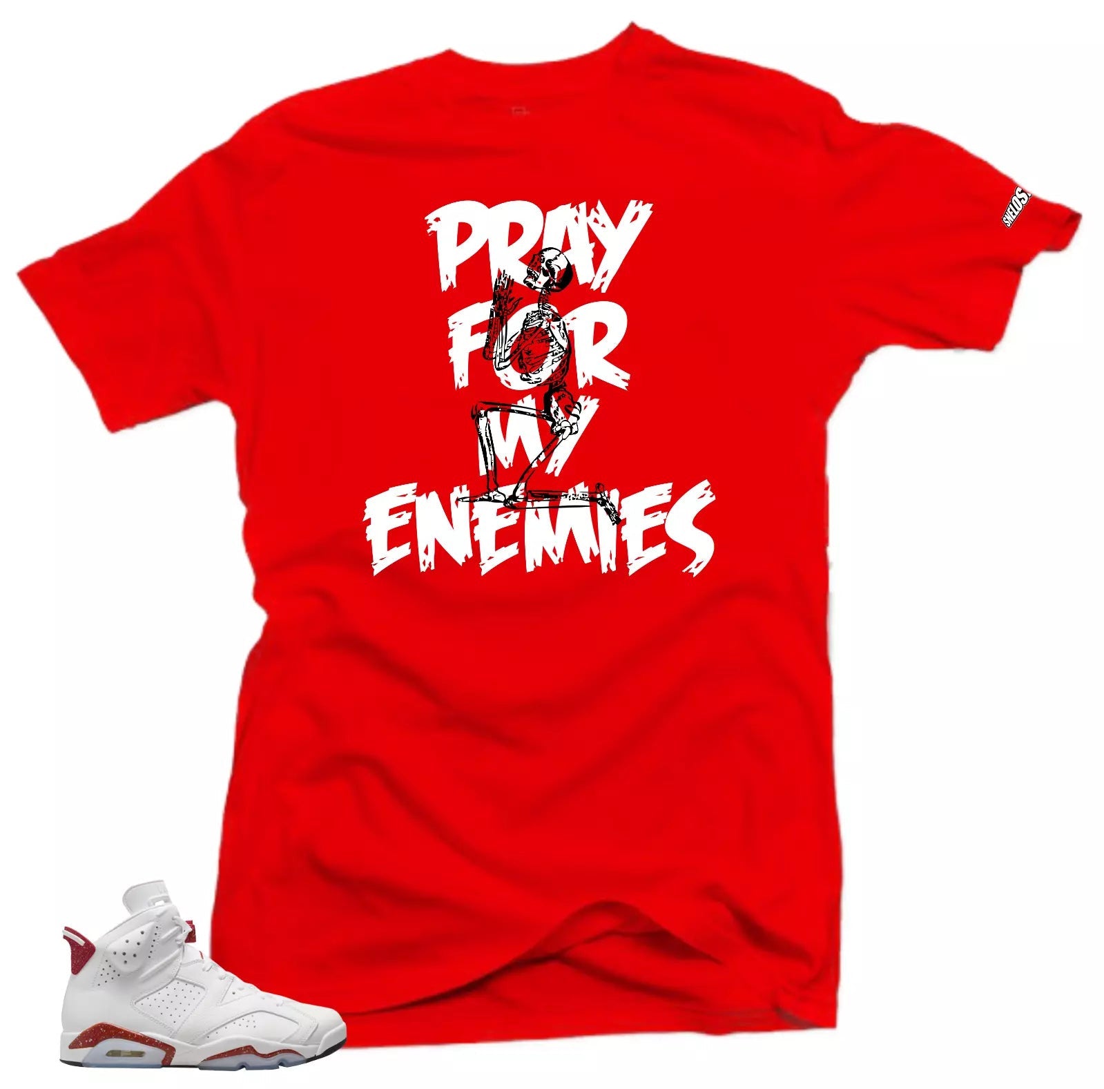 Shirt to Match Jordan 6 Red Oreo Sneakers -Enemies 6 Tees T-Shirt, Sneaker Match Tee