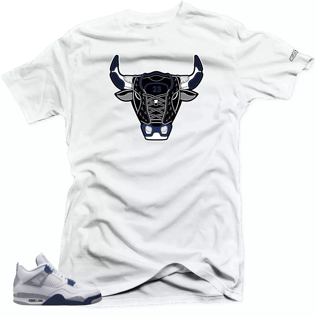Shirt to Match Jordan 4 Retro White Midnight Navy -Bull 4 T-Shirt, Sneaker Match Tee