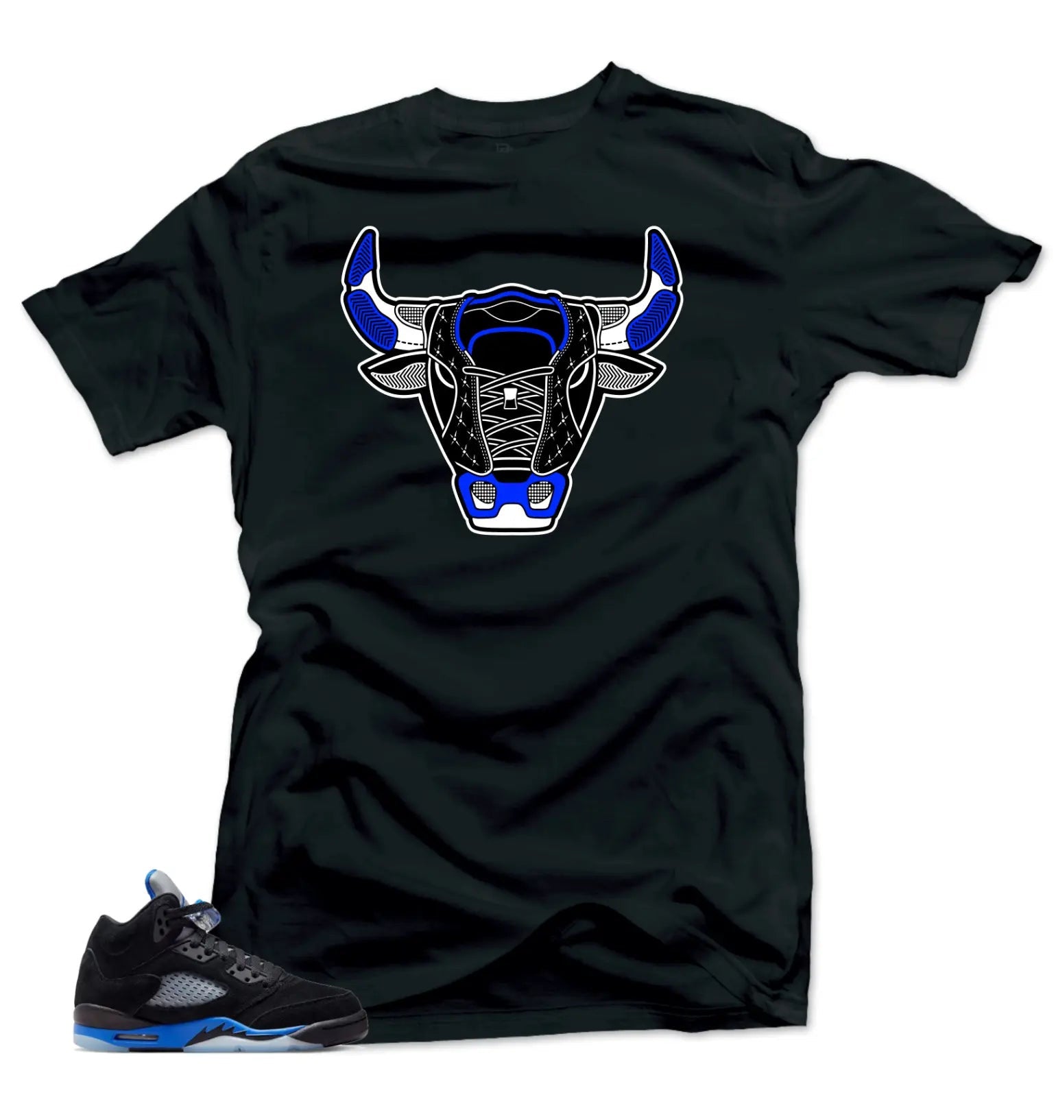 Shirts to Match Jordan 5 Racer Blue Sneakers.Bull 5 Tees T-Shirt, Sneaker Match Tee