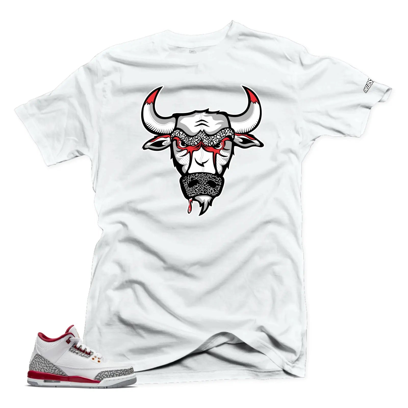 Shirt To Match Jordan 3 Cardinal Red Sneakers -Bull 3 Sneaker Tees T-Shirt, Sneaker Match Tee
