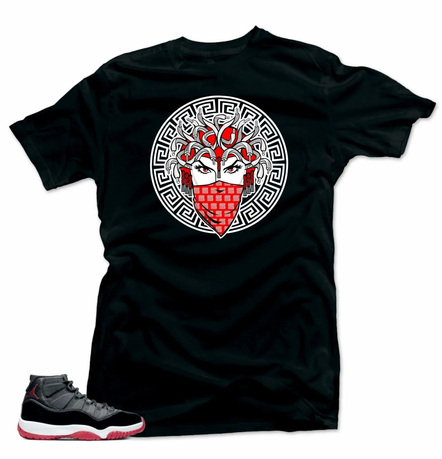 Shirt To Match Jordan 11 Bred 2019 - Medusa 11 Black Tee T-Shirt, Sneaker Match Tee
