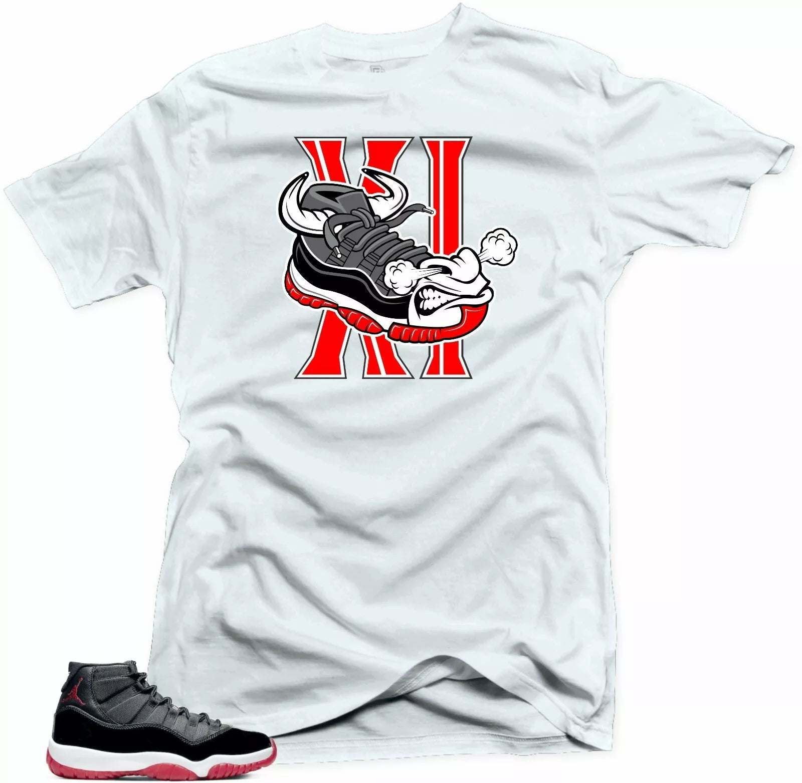 Shirt to Match Jordan 11 Bred 2019-Bull 11 White Tee T-Shirt, Sneaker Match Tee